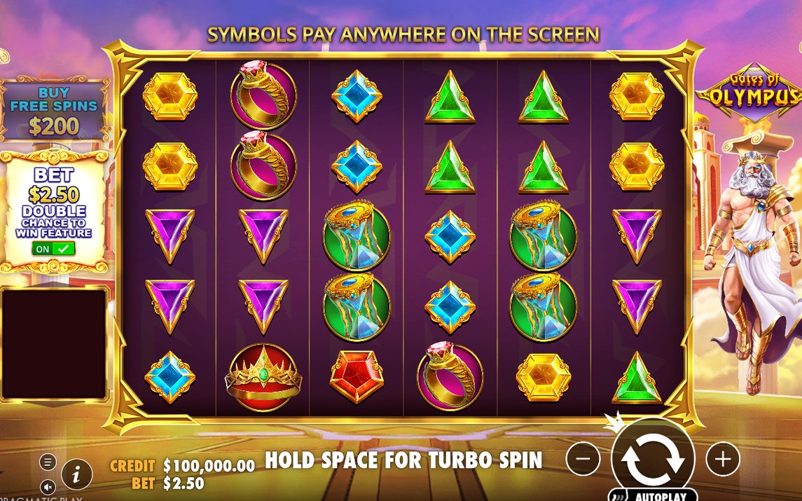 Sex gånger fem hjul med Scatter i spel