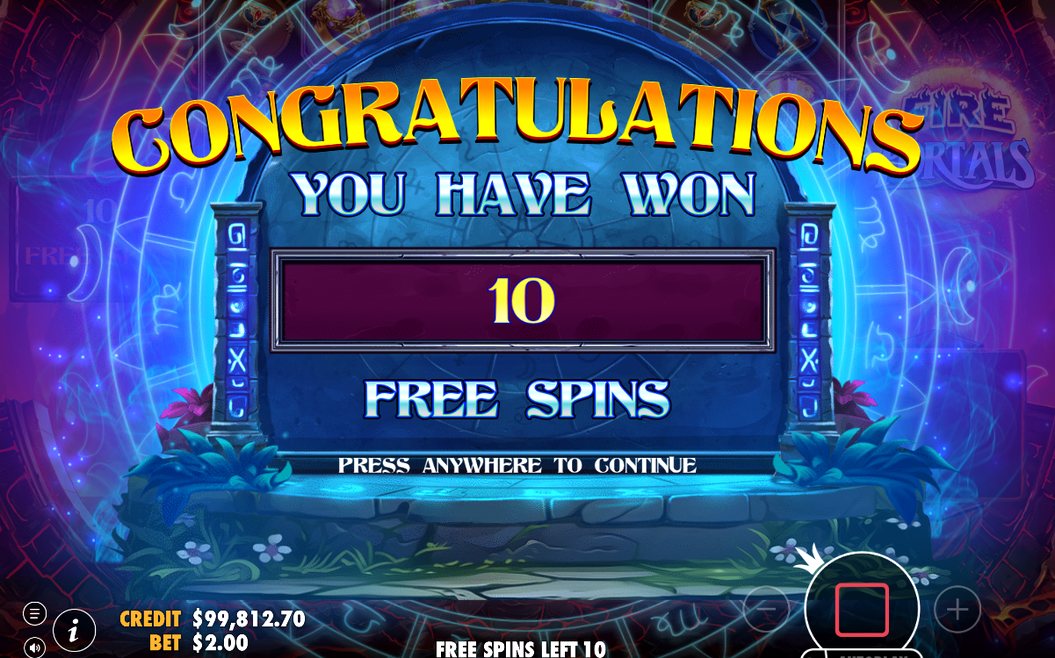 Free spins-läge med Fire Portal Wild kvar på skärmen
